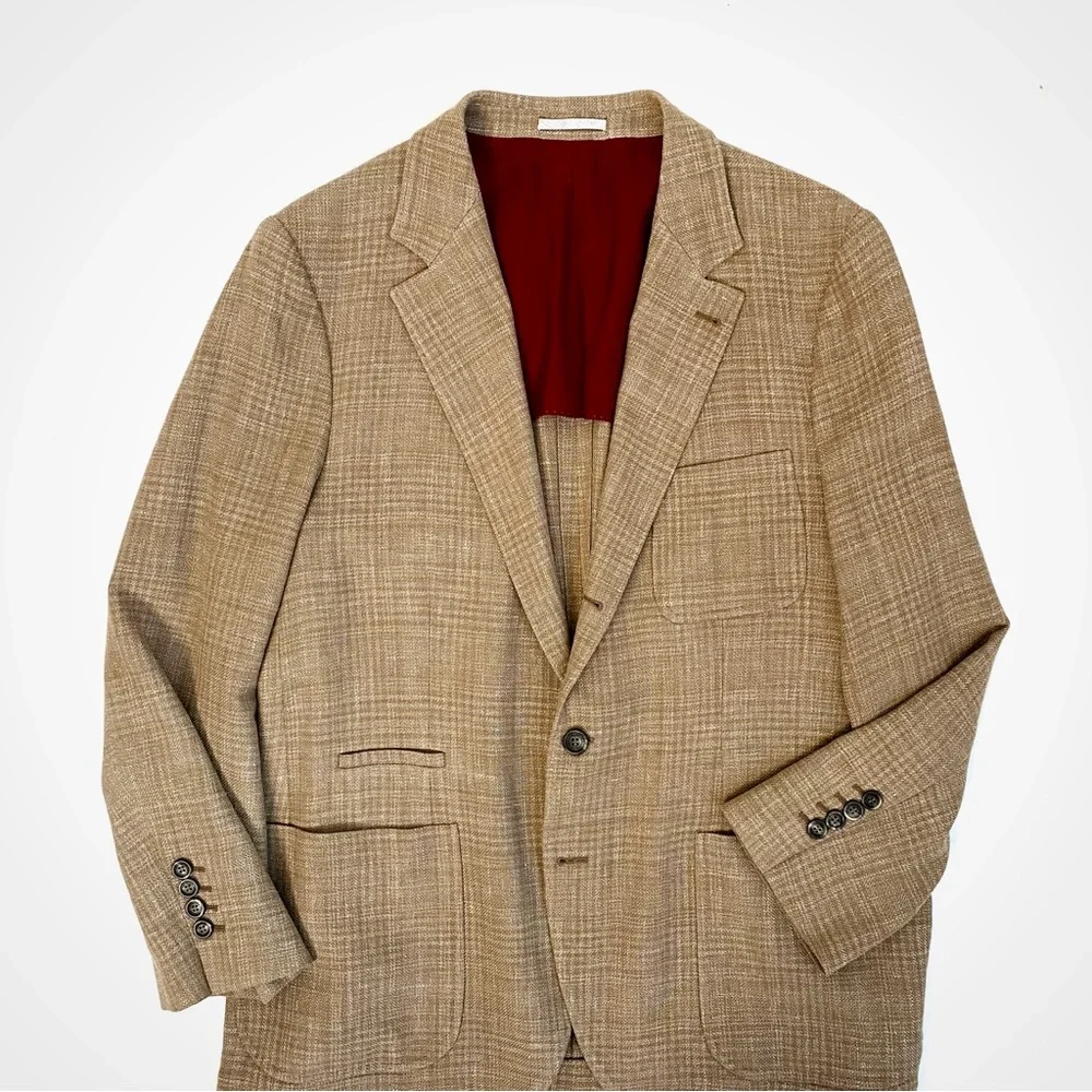 Brunello Cucinelli Silk & Linen Plaid Blazer | 44 - Picture 2 of 15